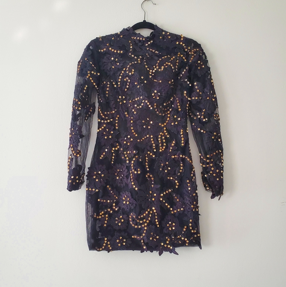 BLACK LACE AND SEQUINS‎ DRESS